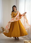 Jf 029 Crunchy Silk With Embroidery Sequence Work Anarkali Dress
